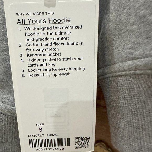 Brand new Lululemon All Yours Grey Hoodie Sweatshirt Size S - Picture 2 of 4